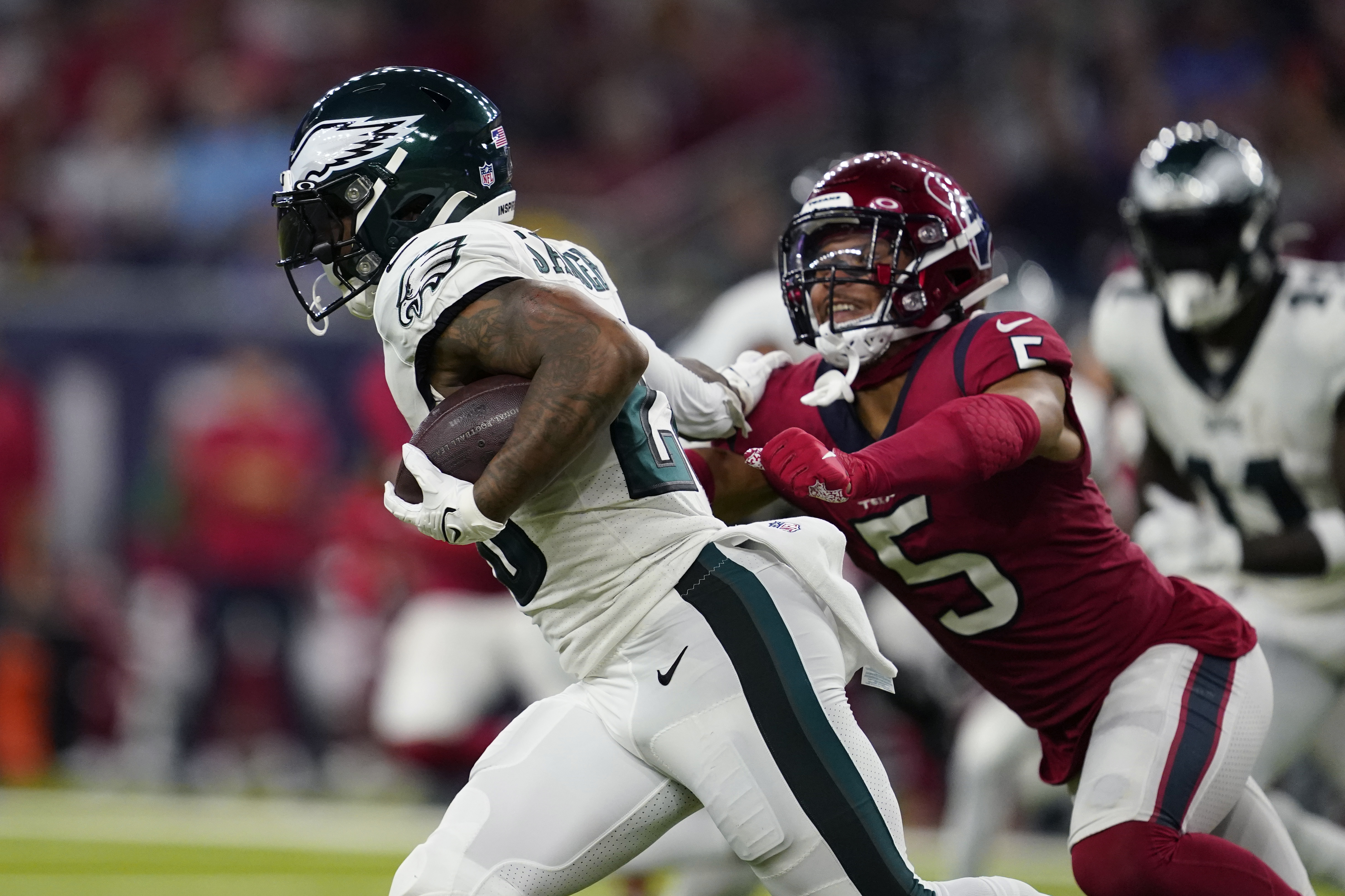 Eagles down Texans to reach 8-0 for first time