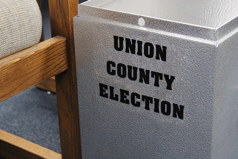 A ballot box is pictured at the Union County Courthouse on Tuesday, Nov. 8. (Caitlan Butler/News-Times)
