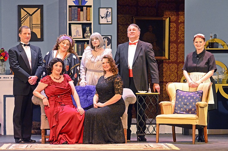 Eileen Wisniowicz/News Tribune photo: 
The cast for Blithe Spirit poses for a photo during rehersal on Tuesday, Nov. 15, 2022. Opening night for Blithe Spirit is Nov. 17 at Miller Performing Arts Center.