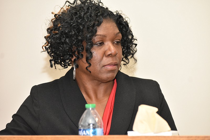 New Watson Chapel School Board member Connie Compton takes part in her first meeting Monday. (Pine Bluff Commercial/I.C. Murrell)