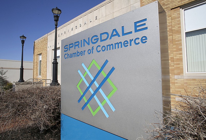 The Springdale Chamber of Commerce building is seen in 2019 in Springdale. The city’s Public Facilities Board on Wednesday accepted an offer of $762,300 for 10 acres of industrial land it owns on Kendrick Avenue. The Springdale Chamber of Commerce handles administrative duties for the board.
(File Photo/NWA Democrat-Gazette)