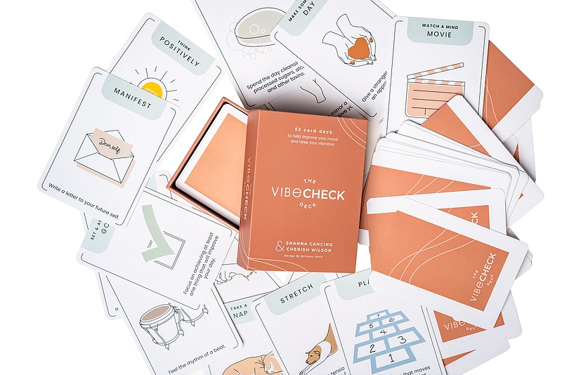 This photo shows the Vibe Check Deck. The card deck offers affirmations and prompts of positivity for a holiday giftee in need of a boost. (Elliott Alexander via AP
