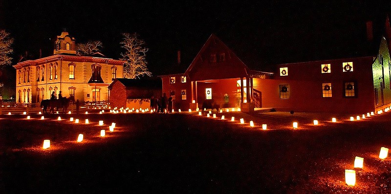 Luminaries light Historic Washington State Park during the park's annual Christmas and Candlelight event in Washington, Arkansas. This year's event takes place Friday, Dec. 9, and Saturday, Dec. 10, 2022. (Submitted photo)
