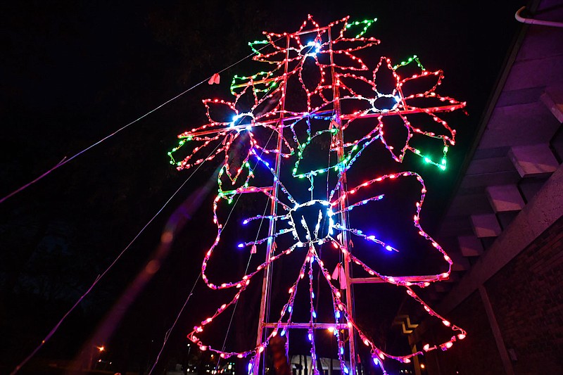 A holiday light display is seen, Tuesday, Nov. 22, 2022, at Creekmore Park in Fort Smith. The City of Fort Smith Parks and Recreation Department will turn on all its displays at the park on Monday. Visit nwaonline.com/221127Daily/ for today's photo gallery.
(NWA Democrat-Gazette/Hank Layton)