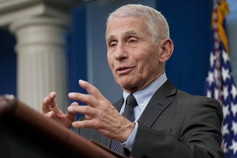 Dr. Anthony Fauci, Director of the National Institute of Allergy and Infectious Diseases, speaks during a press briefing at the White House, Tuesday, Nov. 22, 2022, in Washington. (AP Photo/Patrick Semansky)