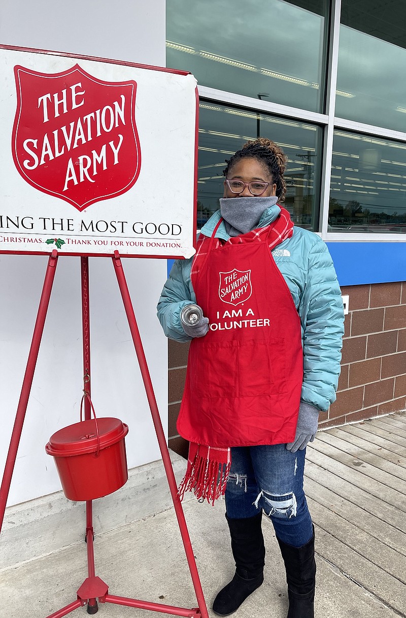 Trammell Howell, Pine Bluff Parent Teacher Organization (PTO) president, and her group rang the bell at Walgreens on 28th Avenue on Nov. 19. (Special to The Commercial)