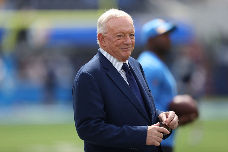 Owner Jerry Jones of the Dallas Cowboys at SoFi Stadium on Sept. 19, 2021 in Inglewood, California. (Ronald Martinez/Getty Images/TNS)