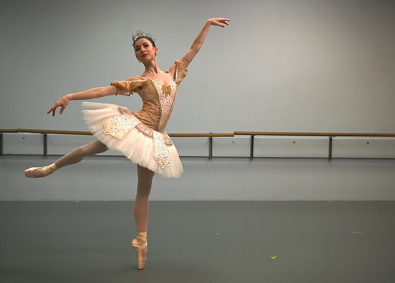 Sage Feldges is one of two Ballet Arkansas company members dancing the role of the Sugar Plum Fairy in “The Nutcracker.” (Arkansas Democrat-Gazette/Stephen Swofford)