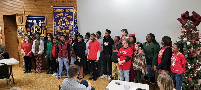 Photo By: Michael Hanich
The Camden Fairview Middle School Choir performing Christmas songs at Kiwanis of Camden on Thursday.