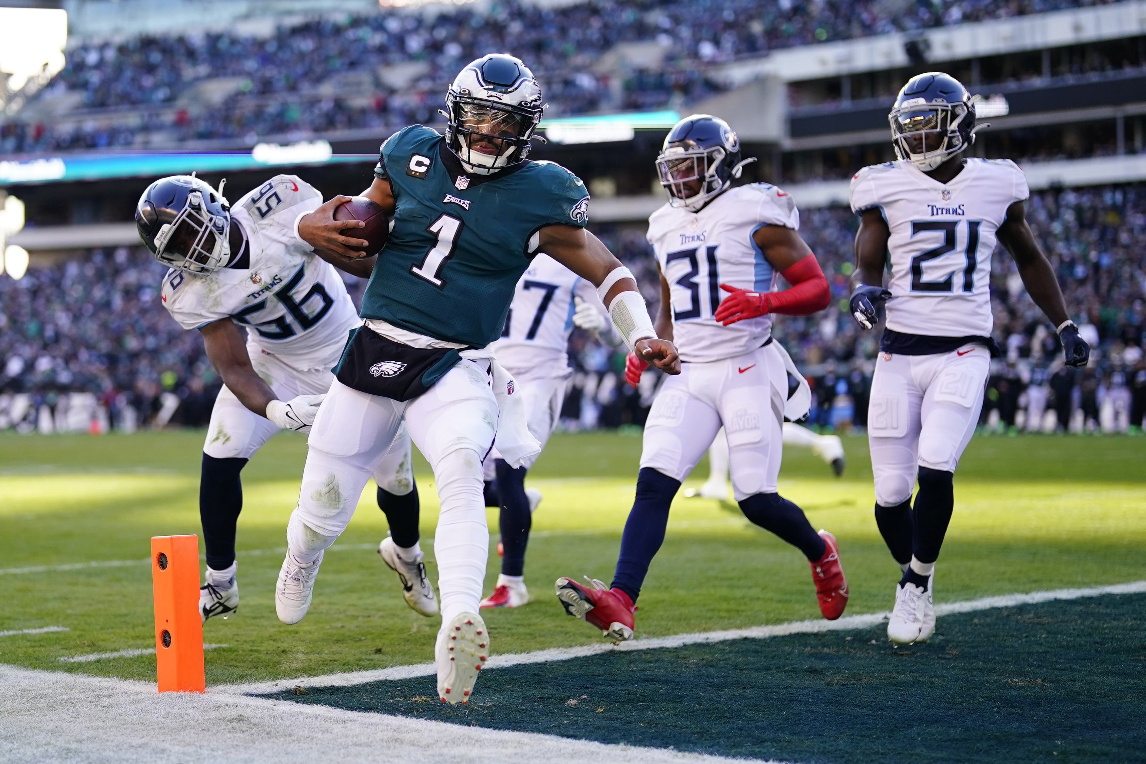 Philadelphia Eagles' A.J. Brown runs during the first half of an NFL  football game against the Tennessee Titans, Sunday, Dec. 4, 2022, in  Philadelphia. (AP Photo/Matt Slocum Stock Photo - Alamy