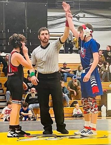 Connor Farmer wins his match on Saturday at the Capital City Tournament. (Photo submitted by Amanda Tiberghien)