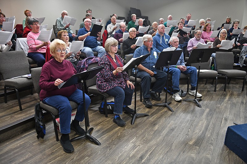 Eileen Wisniowicz/News Tribune photo: 
The Jefferson City Cantorum practices Christmas songs in preparation for their upcoming Christmas concert. The choir will be performing at Millers Performing Arts Center on Dec. 10, 2022.