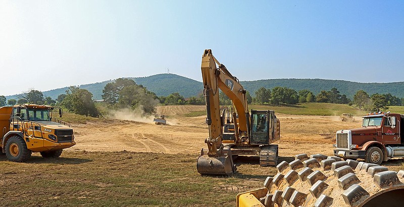 Earthmoving equipment works at the new water treatment plant site off Amity Road in July 30, 2021, in this city of Hot Springs photo from the Lake Ouachita Water Supply Project blog on the city's website. - Submitted photo