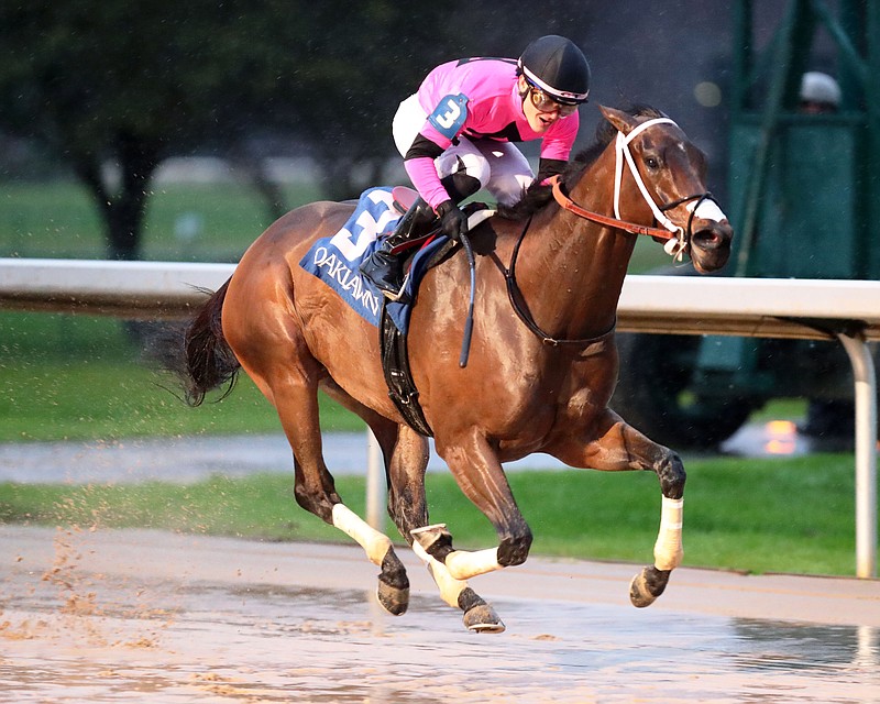 Lovely Ride, under Cristian Torres, wins the Mistletoe Stakes at Oaklawn Friday. - Photo courtesy of Coady Photography