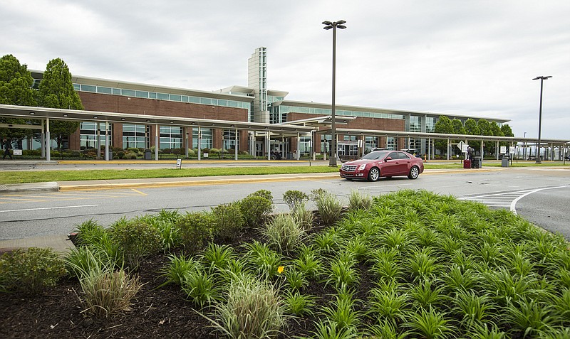 A view of the main entrance at Northwest Arkansas National Airport in Highfill is seen in this April 24, 2020 file photo. (NWA Democrat-Gazette file photo)