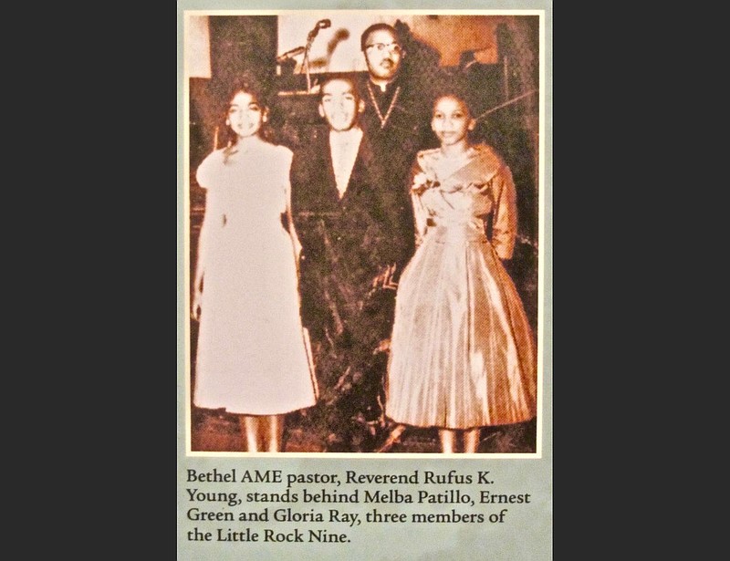 Three of the Little Rock Nine students (from left) Melba Pattillo, Ernest Green and Gloria Ray, are shown in 1958 at Bethel A.M.E. Church. (Special to the Democrat-Gazette/Marcia Schnedler)