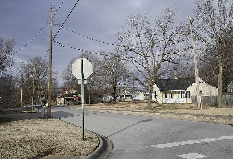 Homes are shown, Monday, January 18, 2021 down Spring Street, north of Huntsville Ave in Springdale. (NWA Democrat-Gazette/Charlie Kaijo)