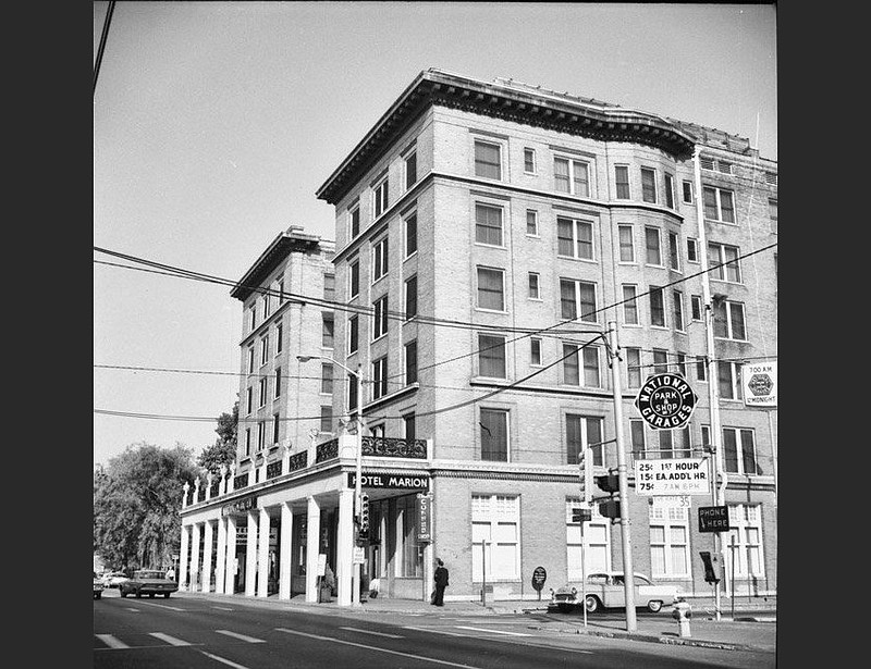 The Marion Hotel at 200 W. Markham St. in Little Rock; May 1965 (Courtesy of the Butler Center for Arkansas Studies, Central Arkansas Library System)