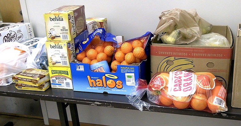 Some of the food at the warming shelter is shown. - Photo by Lance Porter of The Sentinel-Record