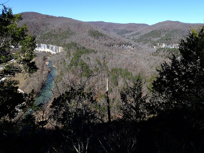 A hike that starts near Steel Creek campground leads to a vista high above the Buffalo National River. The hike is 1.75 miles to the overlook and 1.75 miles back to the campground.
(NWA Democrat-Gazette/Flip Putthoff)