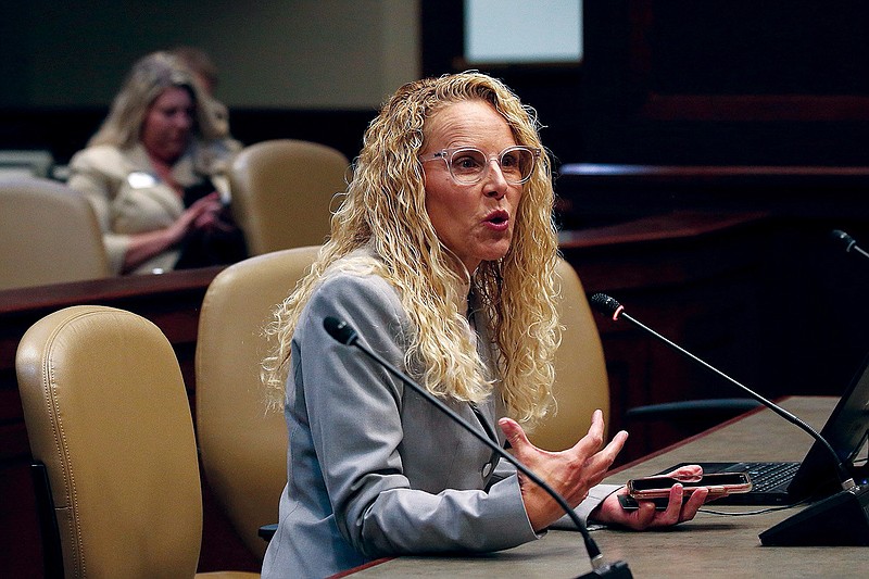 Rep. DeAnn Vaught, R-Horatio, discusses a report of a study on mental and behavioral health Nov. 14 during the joint meeting of the Health Services subcommittee at the state Capitol in Little Rock. 
(File Photo/Arkansas Democrat-Gazette/Thomas Metthe)