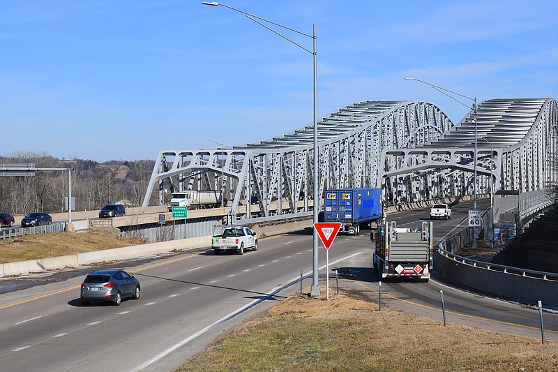 Eileen Wisniowicz/News Tribune photo: 
A photo of Highway 54 and the Roy Blunt Bridge in north Jefferson City. The Missouri Department of Transportation announced plans to expand the highway into six lanes of traffic.