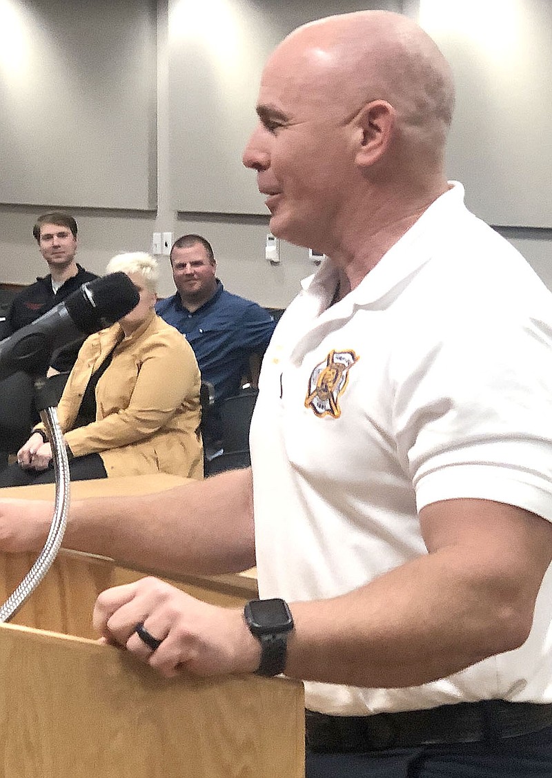 TIMES photograph by Annette Beard
Clint Bowen spoke to members of the Pea Ridge City Council Tuesday, Jan. 3, after being announced as the interim fire chief.
