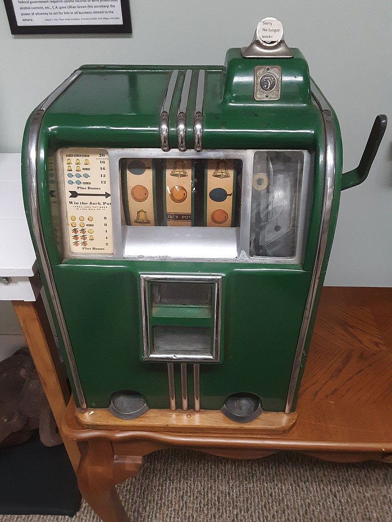 Slot machine gambling was incorporated into Lake Bella Vista’s Bella Vista Summer Resort during the Linebarger years. This 100-year-old machine was manufactured in the 1920s by the Caille Brothers Co. of Detroit and recently offered to the Bella Vista Historical Museum by C.A. Linebarger’s granddaughters.

(Submitted Photo/Bella Vista Historical Museum)