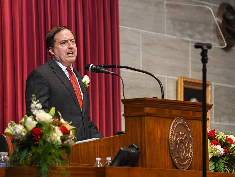 Julie Smith/News Tribune photo: Missouri Secretary of State Jay Ashcroft opened the start of the 102nd General Assembly with a speech thanking legislators for their work over the previous two years on issues and oversaw the election of a temporary speaker to hear nominations for Speaker of the House.