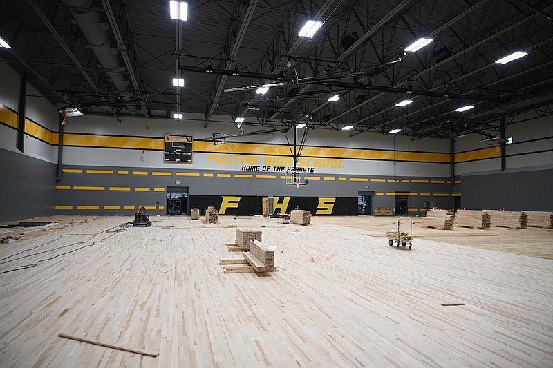 Photo submitted: 
New flooring being installed at Fulton High School's gym. Fulton Public Schools has been working on several construction projects over the past few years.