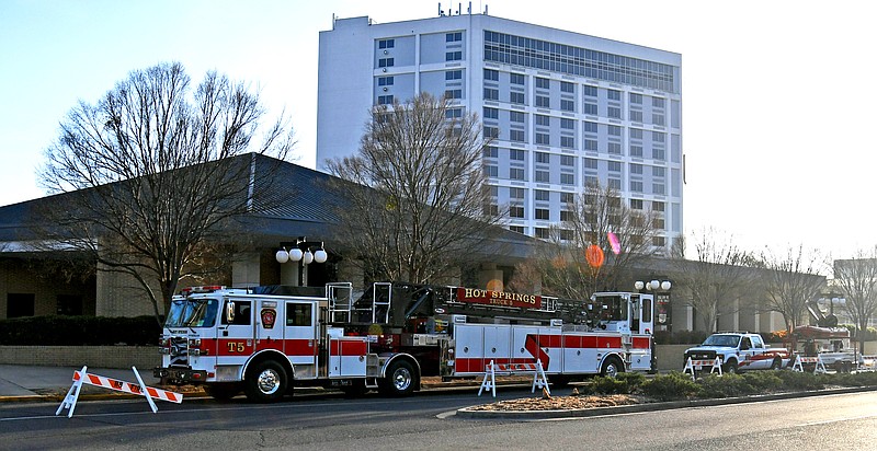 The newly-purchased Truck 5 is parked in front of the Hot Springs Convention Center on Tuesday. - Photo by Lance Brownfield of The Sentinel-Record