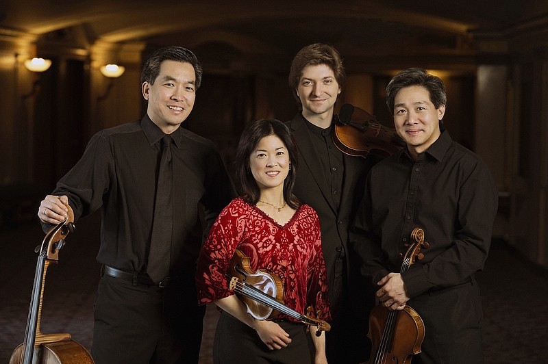 The Ying Quartet — (from left) David Ying, cello; Janet Ying and Robin Scott, violins; and Phillip Ying, viola — perform for the Chamber Music Society of Little Rock today at Little Rock’s Trinity Episcopal Cathedral. (Special to the Democrat-Gazette/Todd Maturazzo)