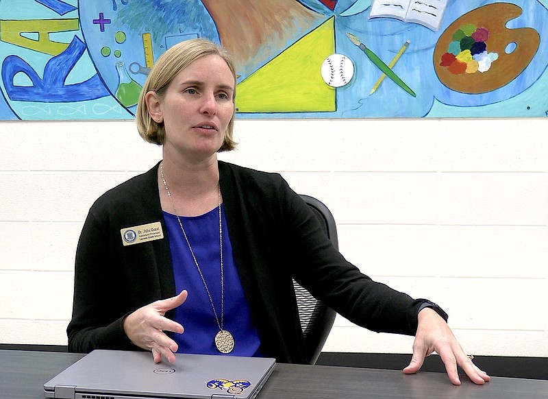 Lakeside Middle School Assistant Principal Julie Quast, recently named the Arkansas Association of Middle Level Administrators Assistant Principal of the Year, talks about how important it is to “know your students.” - Photo by Donald Cross of The Sentinel-Record