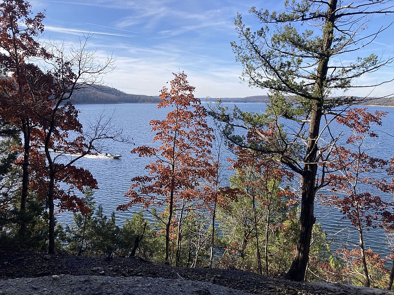 Beaver Lake as seen Dec. 9 2022 from Salts Bluff. It is believed settlers long ago dug for treasure along the bluff, located between Rocky Branch and Lost Bridge South parks. 
(NWA Democrat-Gazette/Flip Putthoff)