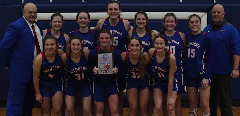 The Lady Pintos repeated as California Tournament Champions by defeating Columbia-Battle 56-51 in the championship game on Saturday night. (Democrat photo/Evan Holmes)