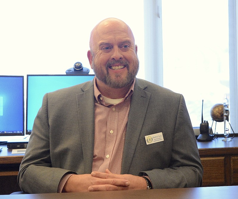 Shawn Cook talks about his time serving as Lakeside superintendent on Thursday while in his office. - Photo by Donald Cross of The Sentinel-Record