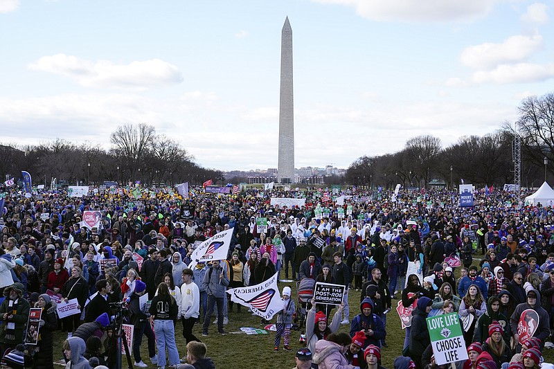 The Associated Press
Participants in the March for Life rally gather in front of the Washington Monument on Friday in Washington.