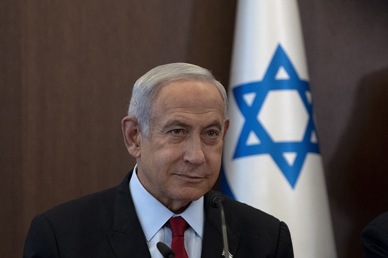 Israel's Prime Minister Benjamin Netanyahu chairs the weekly cabinet meeting in Jerusalem, Sunday, Jan. 22, 2023. (AP Photo/ Maya Alleruzzo, Pool)