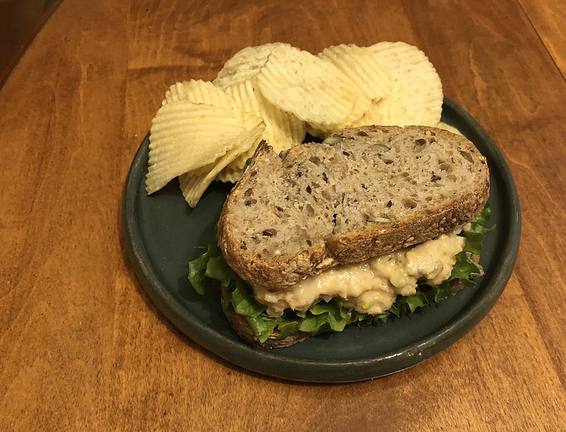 Chickpeas are a noble stand-in for eggs in a sandwich. Chickpea salad sandwich. (Nicole Hvidsten/Minneapolis Star Tribune/TNS)