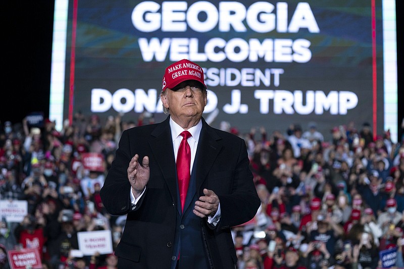 President Donald Trump arrives for a campaign rally at Richard B. Russell Airport, Sunday, Nov. 1, 2020, in Rome, Ga. (AP Photo/Evan Vucci)