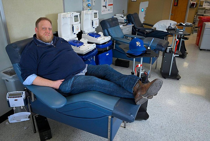 Jimmy Faseler is a regular donor at the Community Blood Center, which has put the word out that it’s short on blood and needs more donors. (Tammy Ljungblad/Kansas City Star/TNS)
