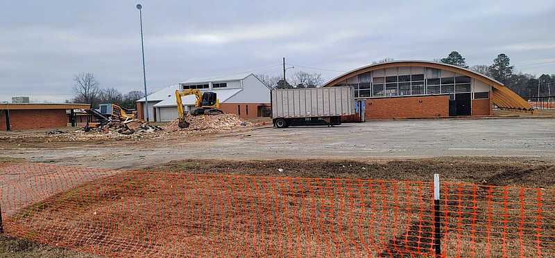 The gym and other buildings are shown at the site of the old Southeast School. Demolition began on the property this week but alumni will propose a plan to spare the gym. (Pine Bluff Commercial/Eplunus Colvin)
