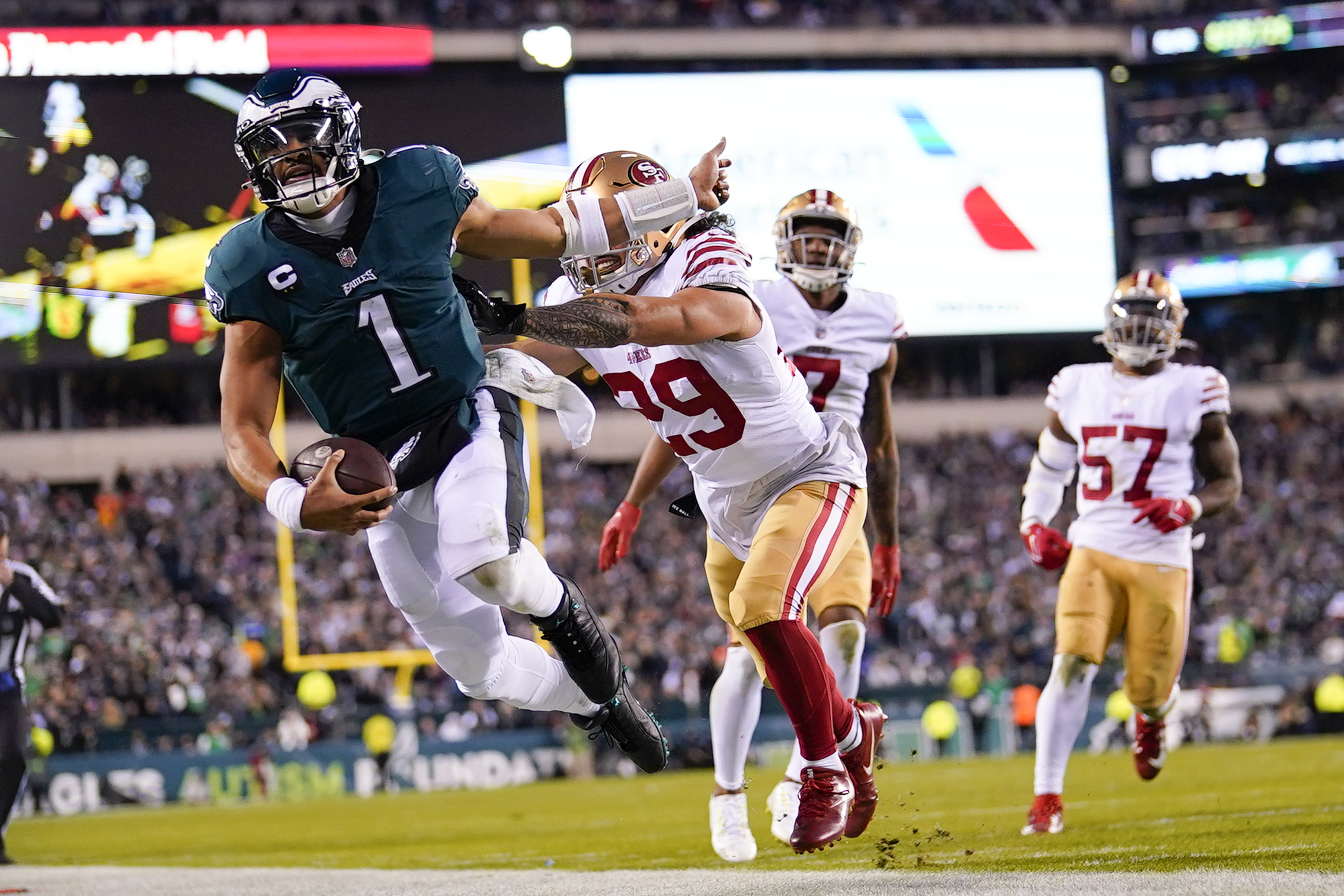 San Francisco 49ers safety Talanoa Hufanga (29) during an NFL