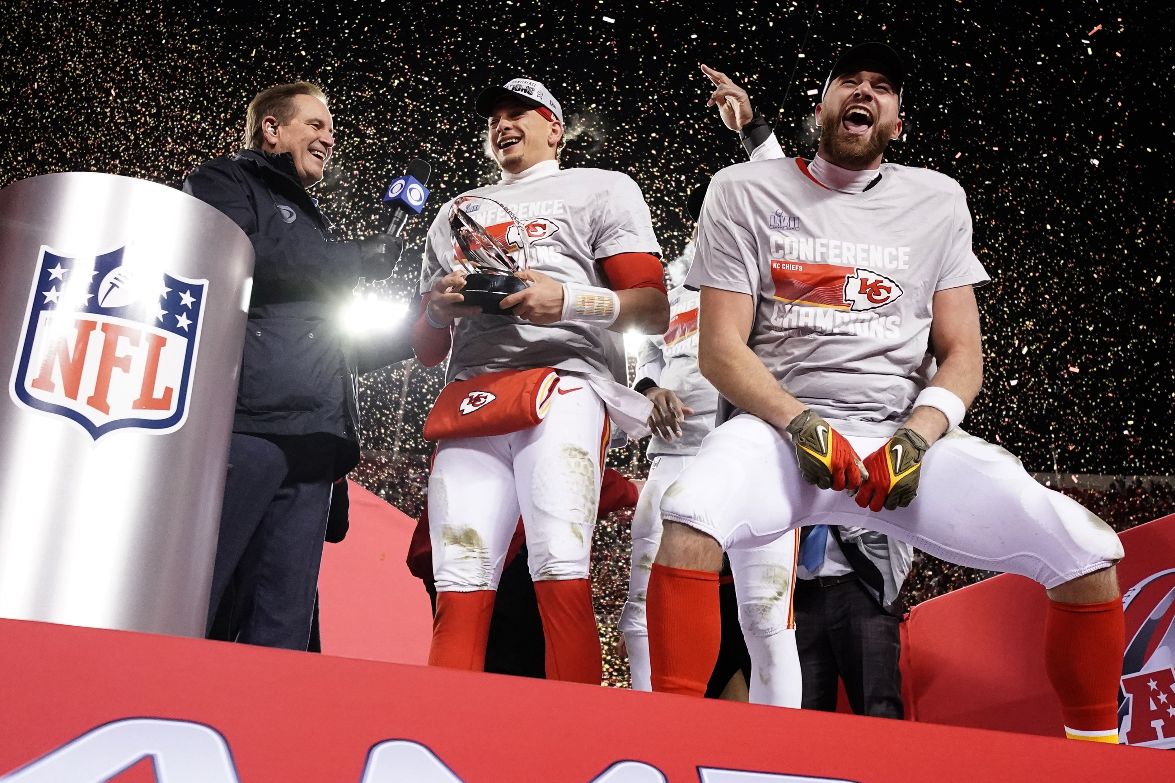 Former Texans safety Justin Reid celebrates Chiefs' Super Bowl win