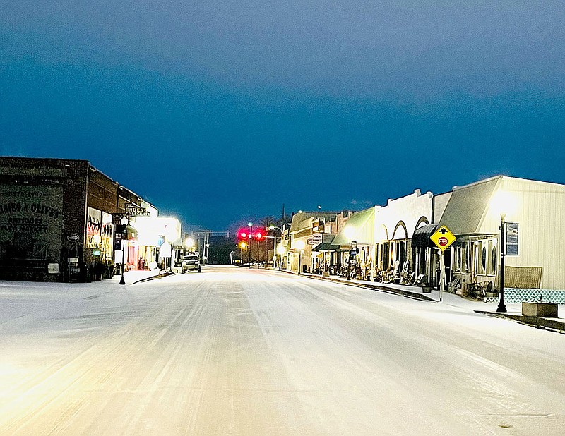 Rick Ault Special to Enterprise-Leader
This view of downtown Prairie Grove is what streets looked like at the beginning of the week of Jan. 30. Schools moved to online instruction and many businesses closed for several days because of slick road conditions.