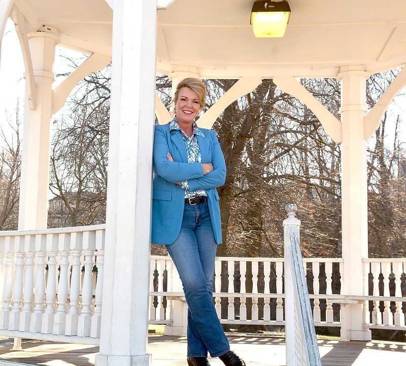State Rep. Robin Lundstrum, R-Elm Springs, poses at the City Park gazebo following a meeting in Siloam Springs. Lundstrum was chosen as the recipient of the 2023 Outstanding Civic Leadership Award.
(NWA Democrat-Gazette/Marc Hayot)