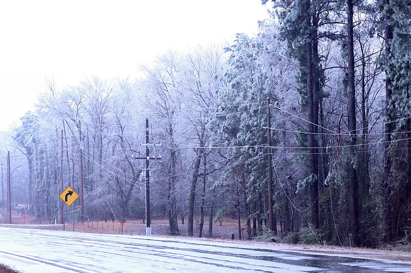 Icy conditions caused damage and power outages throughout Union County particularly due to falling limbs damaging power lines. According to Entergy, a peak of 3,800 customers did not have power at 10:45 a.m. Thursday morning. (Penny Chanler/Special to the News-Times)
