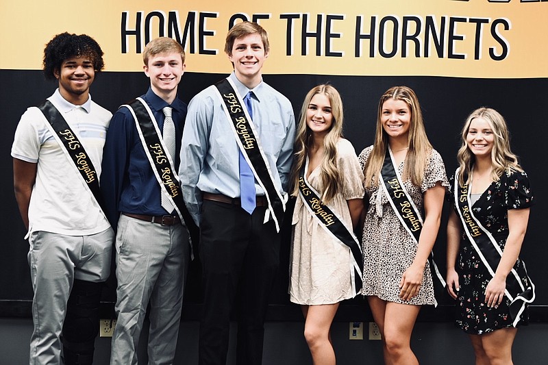 Photo courtesy Fulton Public Schools: 
The candidates for Fulton Public School's "Once Upon A Courtwarming 2023" from left to right are: Jeremiah Hutchins, Dominick Tharp, Daniel Moak, Luci Hill, Josie Begemann and Olivia Huff. The Fulton Hornets will play the Kirksville Tigers on Friday.