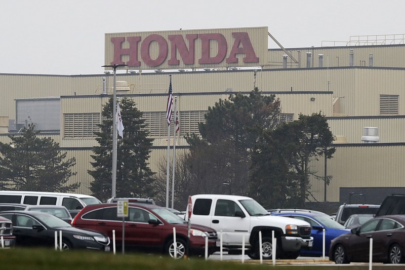 FILE - The Honda Marysville Auto Plant is shown on March 18, 2020, in Marysville, Ohio. Ohio's privatized economic development office has finalized an agreement with Honda Wednesday, Feb. 8, 2023, to infuse $237 million into development of a massive battery plant project that the Japanese automaker plans to use to turn the state into its North American electric vehicle hub. (AP Photo/Tony Dejak, File)