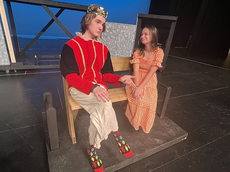 Landon Bagwell is the King of Hearts and Tori Dolan is Alice in “Alice In Wonderland,” a new adaptation by Kevin Cohea on stage Feb. 23-25 at the Pat Ellison Performing Arts Center at the Don Tyson School of Innovation in Springdale.

(Courtesy Photo)